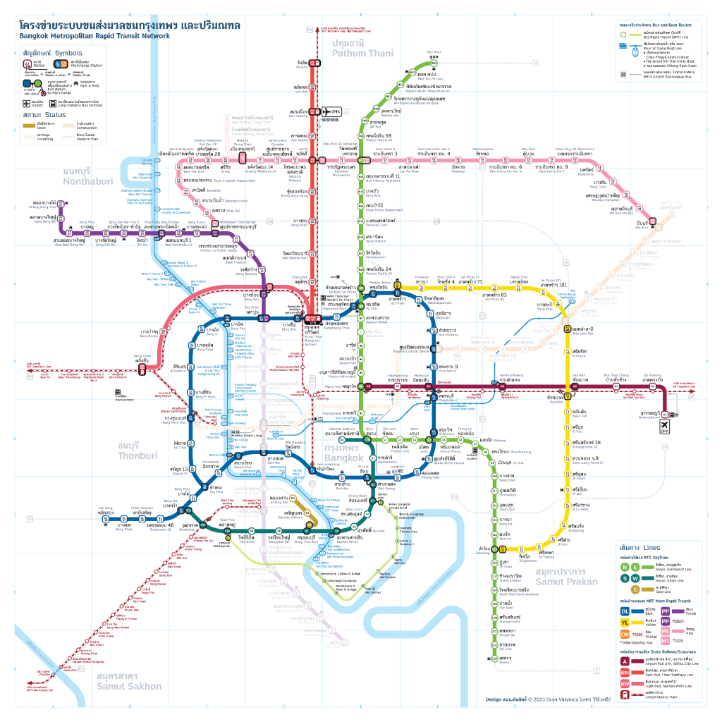 เส้นทางรถไฟฟ้าและท่าเรือทั่วกรุงเทพ